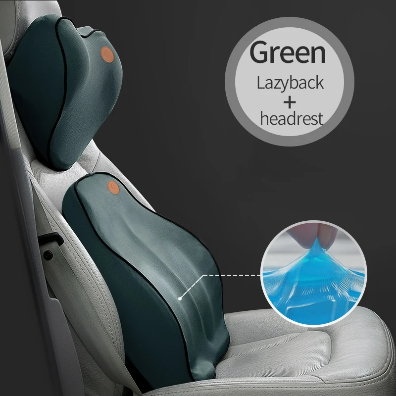Подушки для автомобилей, подушка для спины, подушка для автомобильного сиденья, поясничная поддержка для офисного стула, подушка для автомобиля, универсальная 3D пена с эффектом памяти - Название цвета: Green set