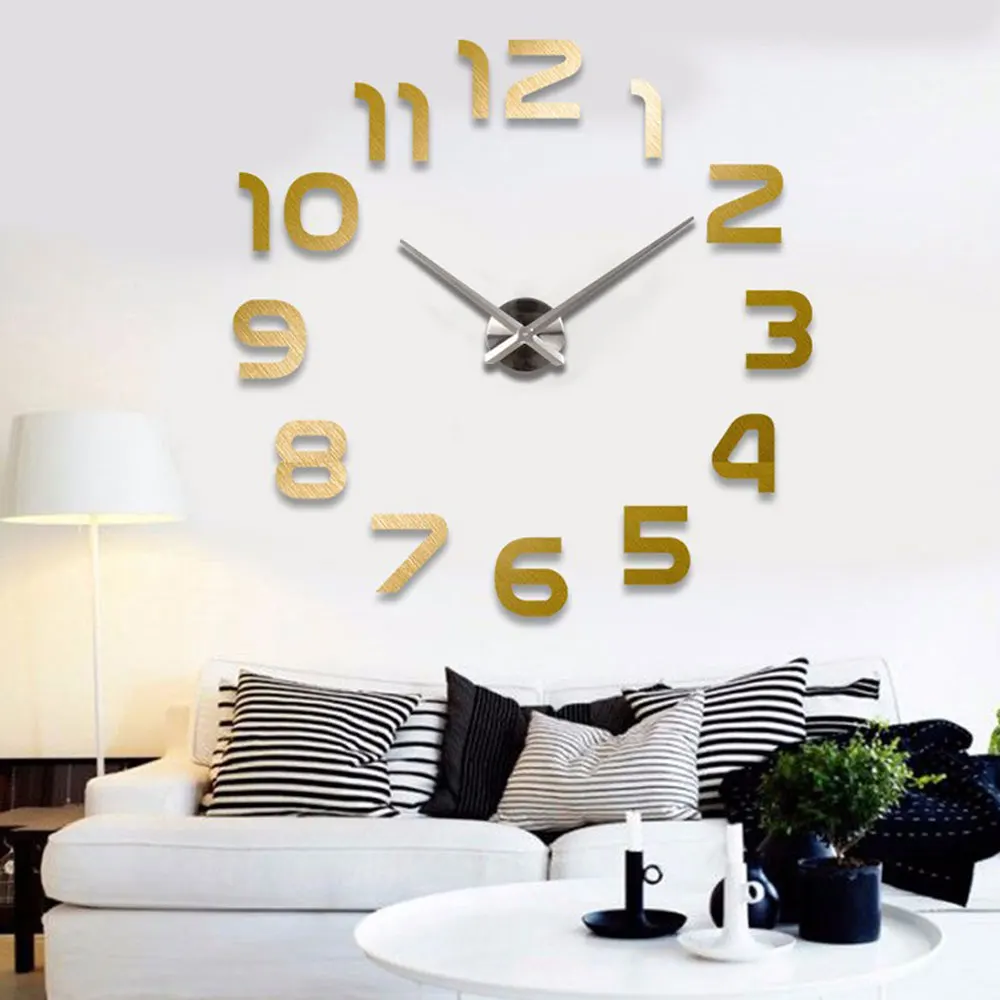 3D DIY большие настенные часы акриловые зеркальные наклейки украшение дома гостиная кварцевые иглы Модные настенные часы