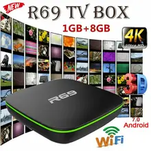 Новая распродажа R69 Android 7,1 Smart tv Box 1+ 8G четырехъядерный HD 2,4 GHz WiFi 4K медиаплеер 1080P HD Поддержка 3D фильма