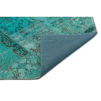 

Handmade Turquoise Vintage Overdyed Patchwork Area Rug 158 X237 Cm-5'2''X7'9''