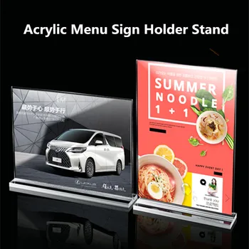 

100*150mm A6 T Shape Acrylic Sign Holder Display Stand Restaurant Table Menu Paper Holder Frame