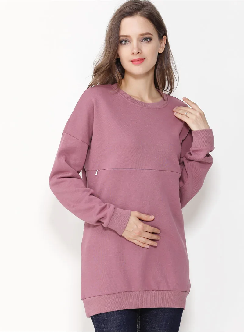 Winter Maternity Sweater Long Sleeve Nursing Hoodies Thick Cotton Breastfeeding Clothes Mommy Pregnant Lactation Wear Big Size 3