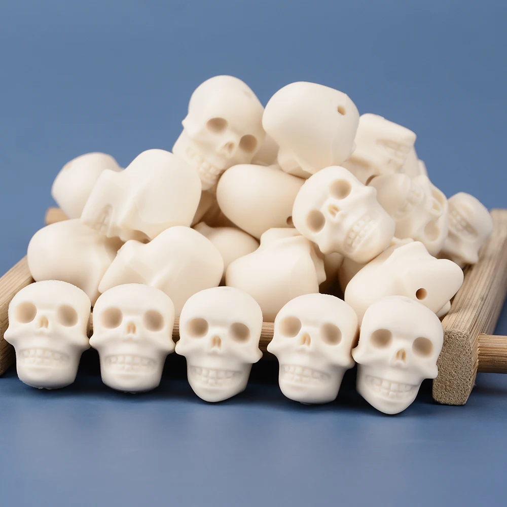 LOFCA Totenkopf-Silikonperlen, BPA-frei, Person, Schädelkopf, lebensmittelechtes Silikon für die Herstellung von Armbändern, DIY-Schlüsselanhänger, Halskette, Schmuck – Detail 14
