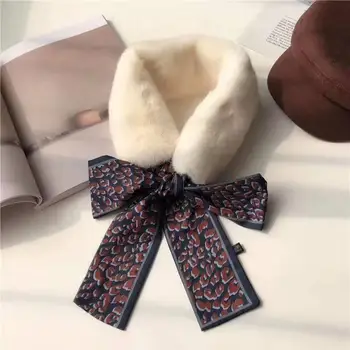 

Thickened leopard ribbon fashion Plush scarf tie scarf in autumn and winter 2019 cxbl