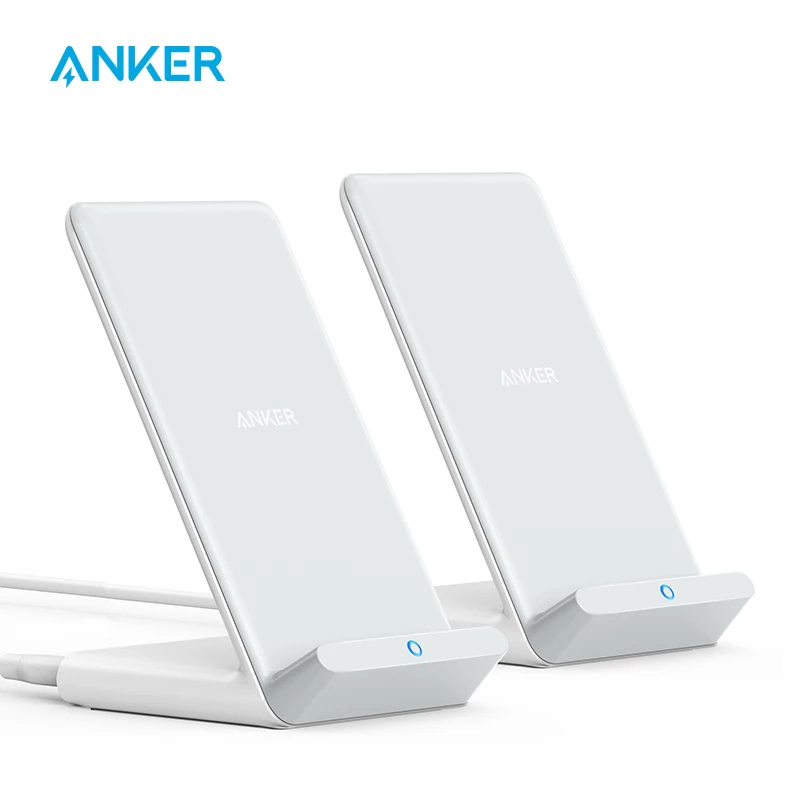 Anker Wireless Charger, 2-Pack PowerWave Stand Upgraded, Qi-Certified, Fast Charging iPhone 12, 12 Mini, 12 Pro Max(No AC Adapte