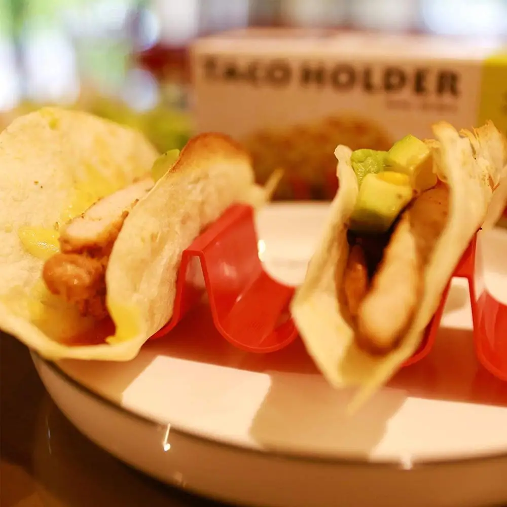 VISMOORE Taco Holder Stand Set of 6 - Taco Truck Tray Style Rack Holds Up to 4 Tacos Each, PP Health Material Very Hard and Stur