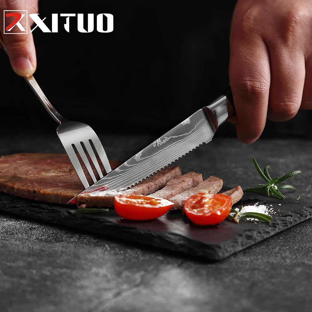 6pcs Set Stainless Serrated Steel Steak Knife Kitchen Accessories Fruit  Vegetable Knife Kitchen Knife Set Kitchen Household - AliExpress