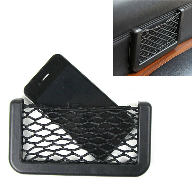 Декоративная Автомобильная Сетчатая Сумка аксессуар для хранения струнная сетка эластичная Боковая дверь Карманный держатель Органайзер ABS черный