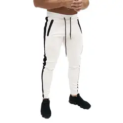 Мужские Брюки с карманами, новинка 2019, мужские брюки с эластичным поясом, повседневные модные спортивные длинные брюки для бега