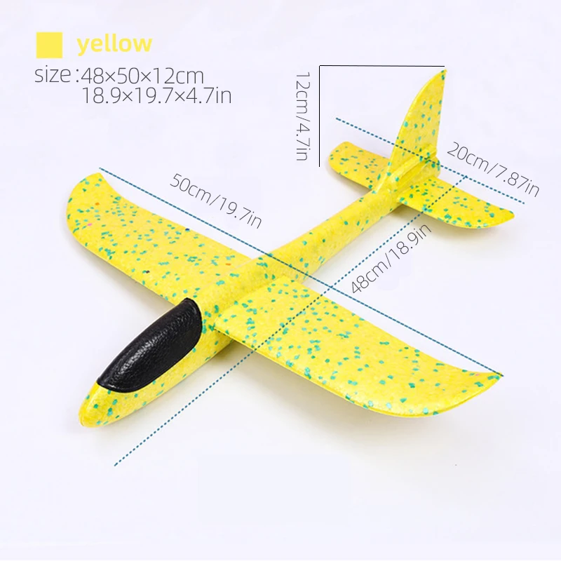 50CM Big Foam Plane Glider Hand Throw Airplane Light Inertial EPP Bubble Planes Outdoor Launch Kids Toys for Children Boys Gift