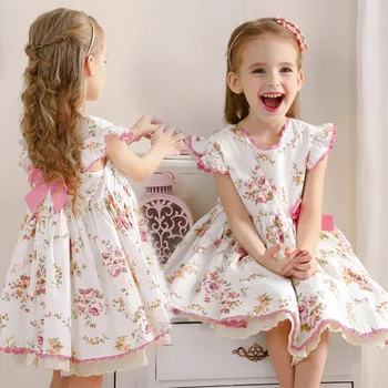 

2020 baby Summer Dress Print Lolita Girl Princess Dresses for Kids Baby Girls Spain Birthday Wedding Party Christmas Robe Fille