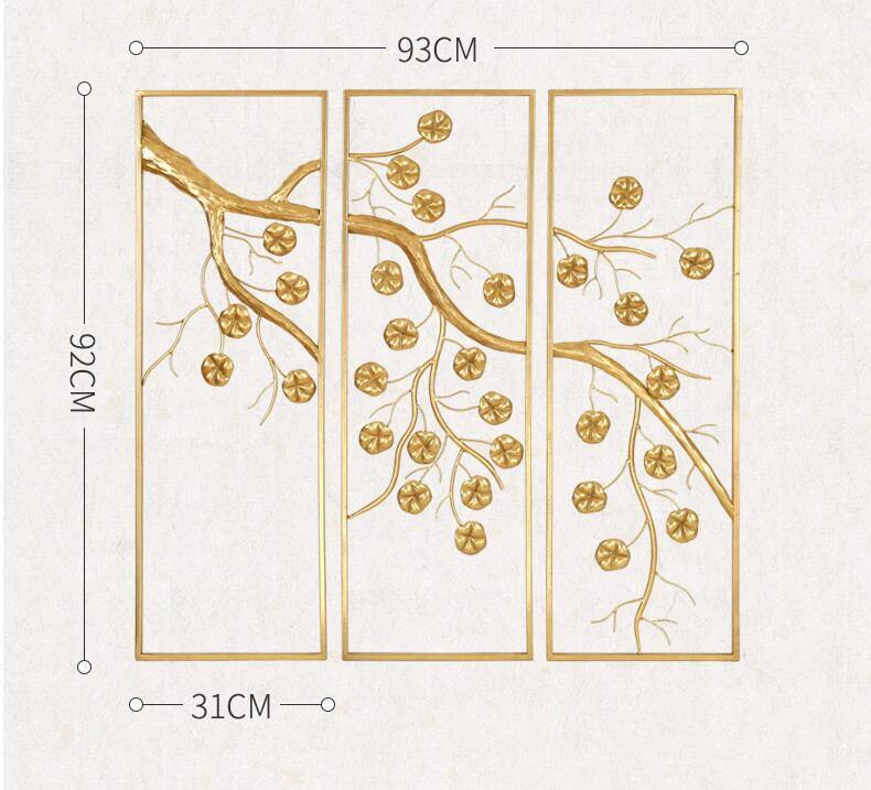Китайский кованого железа золотистый растительный цветок кулон украшение стены дома гостиной диван фон Настенное подвесное украшение ремесла