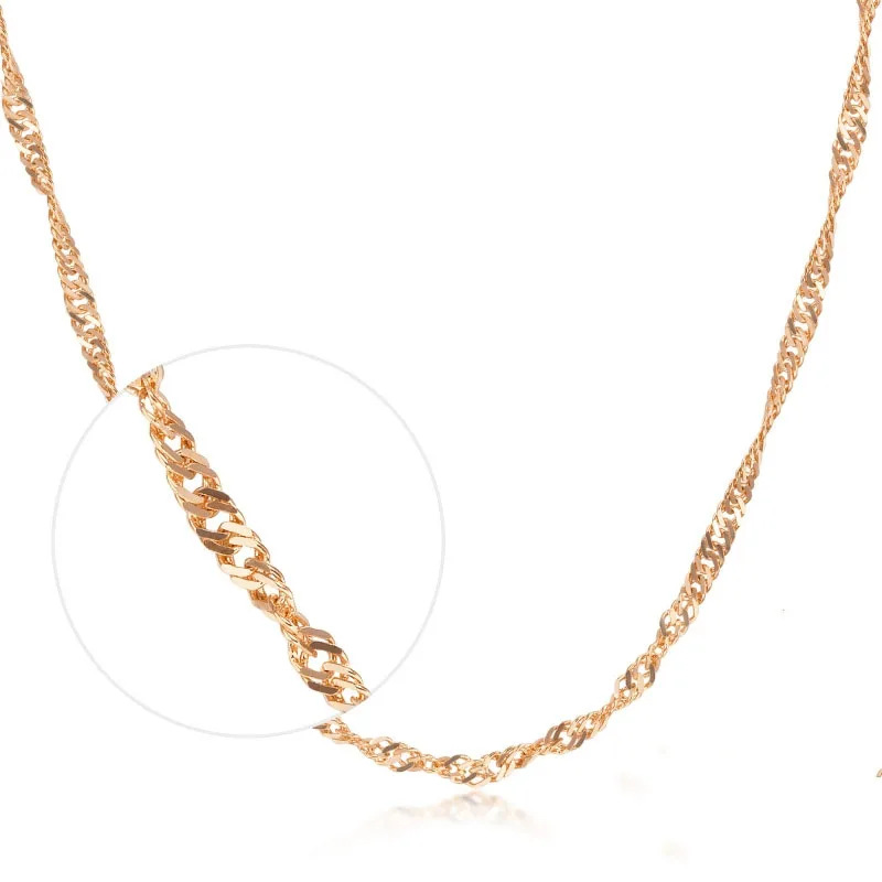 Pure Solid 18K Rose Gold Necklace Women 
