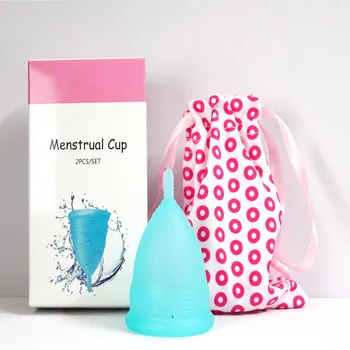 

DHL 50set 2pc/set Menstrual Lady Cup Feminine Hygiene Reusable Period Menstrual Cup Health Care Suit