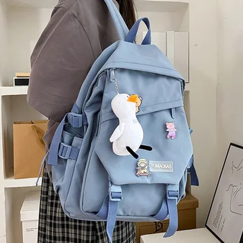 

EnoPella Fashion Waterproof Travel Bag Women Nylon Backpack Laptop for Girl High School Student Men Black BookBag Mochila