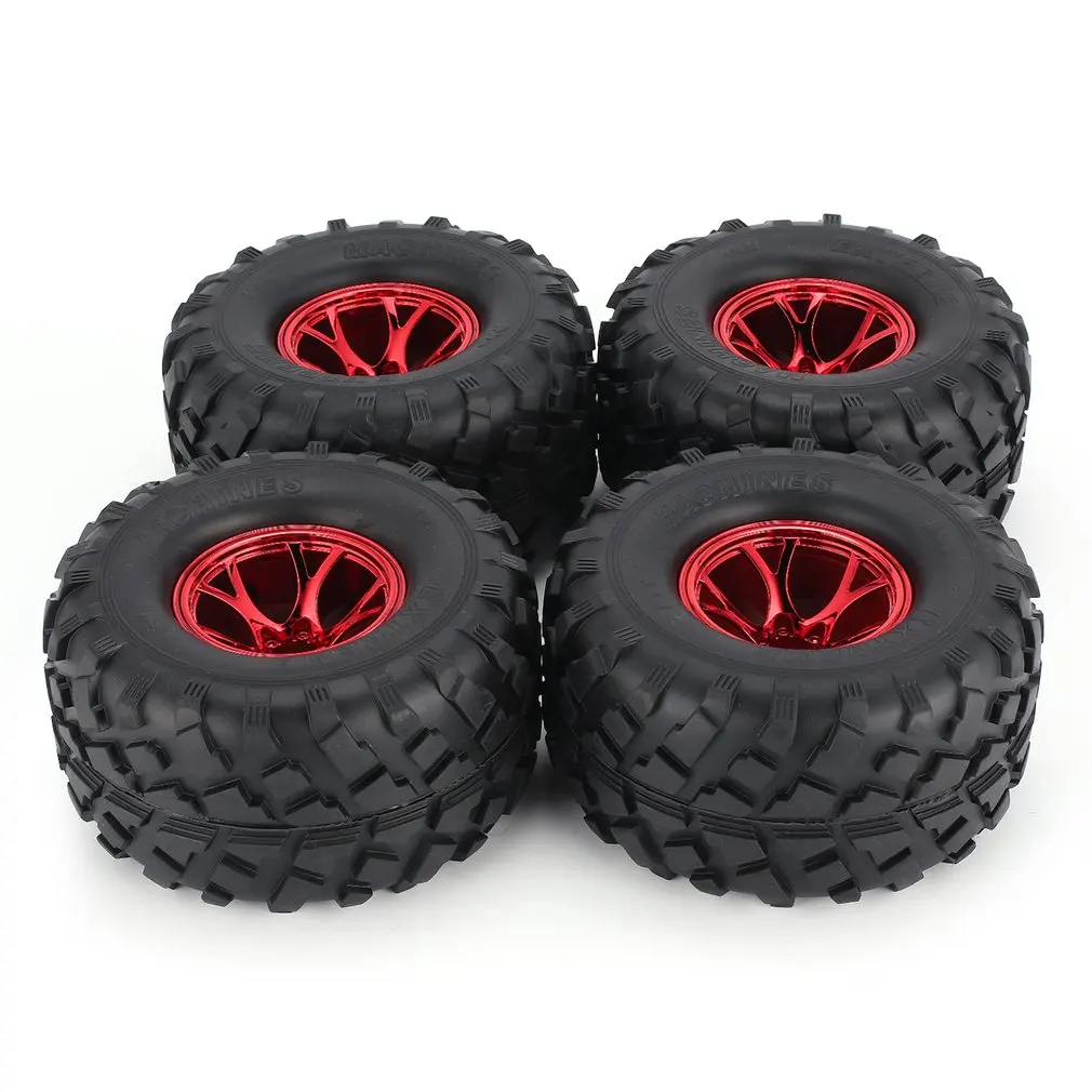 

AUSTAR 4pcs AX-3004 130mm Rim Rubber Tyre Tire Wheel Plastic Hub for 1/10 RC Bigfoot Model HSP HPI Beadlock Spare Parts fz