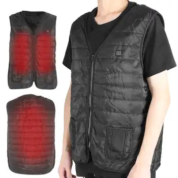 

Winter Intelligent Heating Vest 3 Gears Temperature Control USB Electric Vest Jacket Heating Thermal Warm Vest (Black)