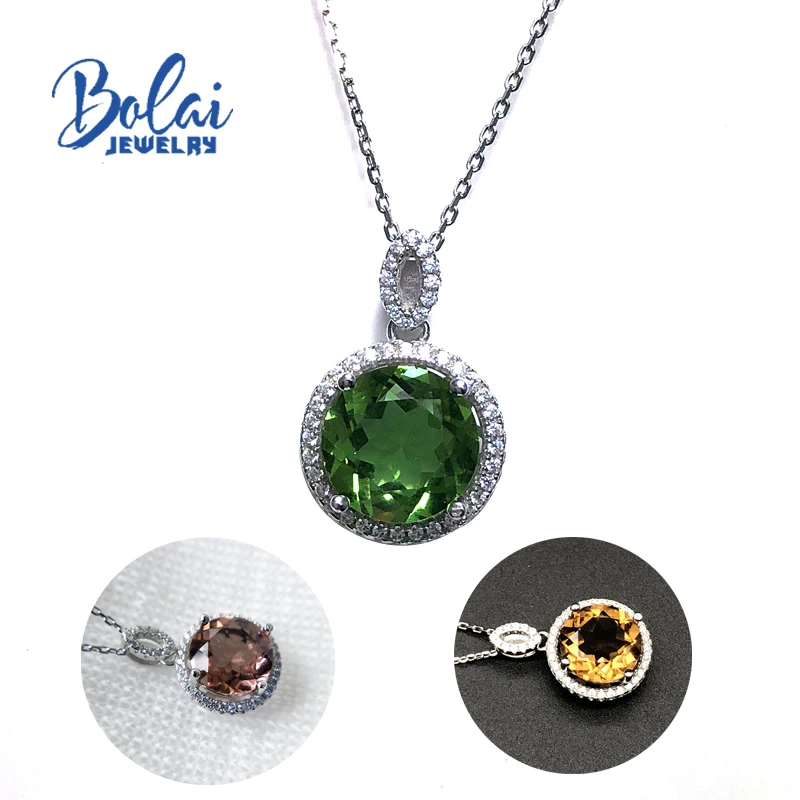 Bolaijewelry, кулон zultanite, создающий цвет, меняющий драгоценный камень, Круглый 10 мм, с стерлингового серебра 925 пробы, модные украшения для девочек