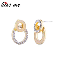 Kissme Асимметричные геометрические круглые уникальные Эмаль Кристалл серьги гвоздики для женщин Подарки Золотой Цвет Новая мода ювелирные изделия аксессуар
