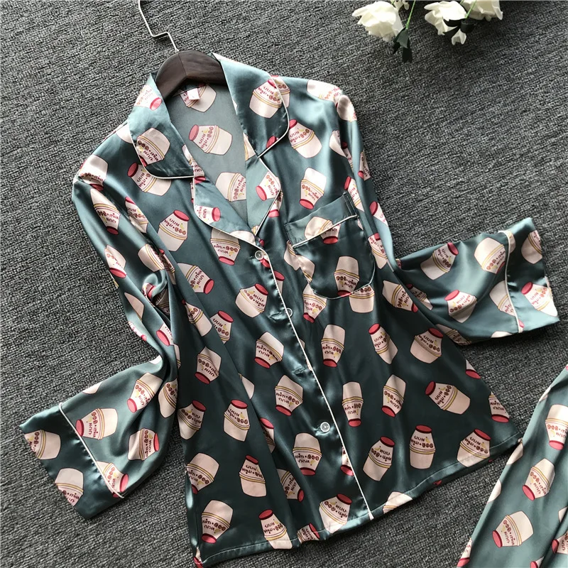 Smmoloa осень зима длинный рукав Пижама женская натуральный шелк пижамы