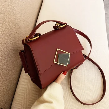 

Elegant Female Square Tote bag Retro Fashion New High Quality Leather Women's Designer Handbag Lock Shoulder Messenger Bag