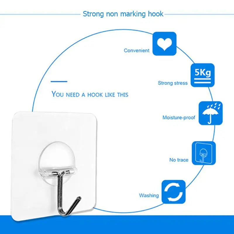 8 шт. практичный бесшовный настенный крючок из нержавеющей стали водонепроницаемый прозрачный Не оставляющий следов бытовой клей крючок вешалка