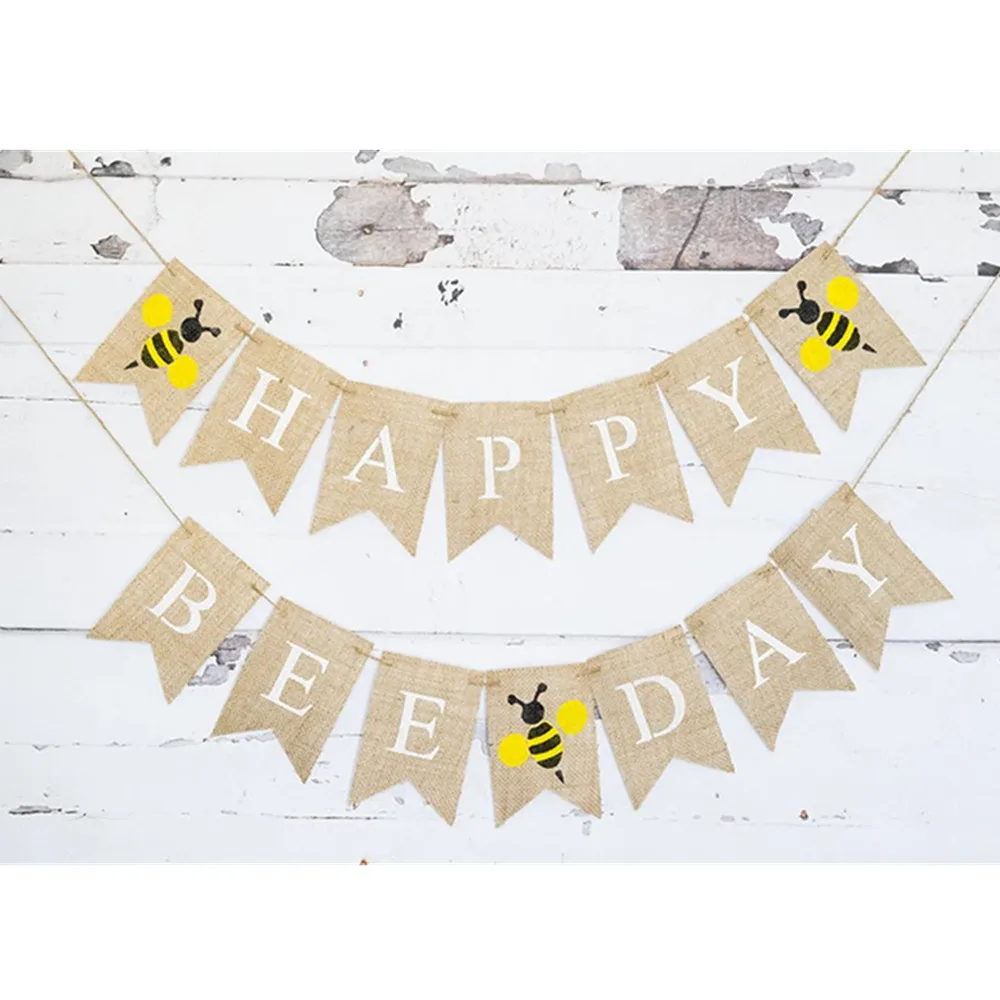

Custom name Bumble Bee Baby Shower Burlap Banners, Personalized any language Bumble Bee Birthday Party Banner garlands