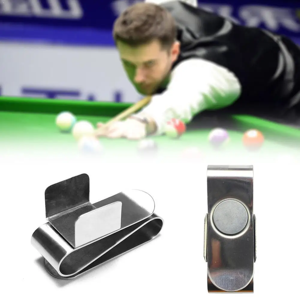 Portable Magnetic Stainless Steel Chalk HolderClips For Snooker/Billard Pool Cue 