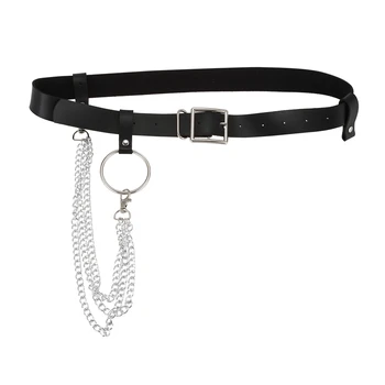 

Women Pu Leather Harness Body Belts With Chain Waist Bondage Garters Punk Adjustable Suspender Straps