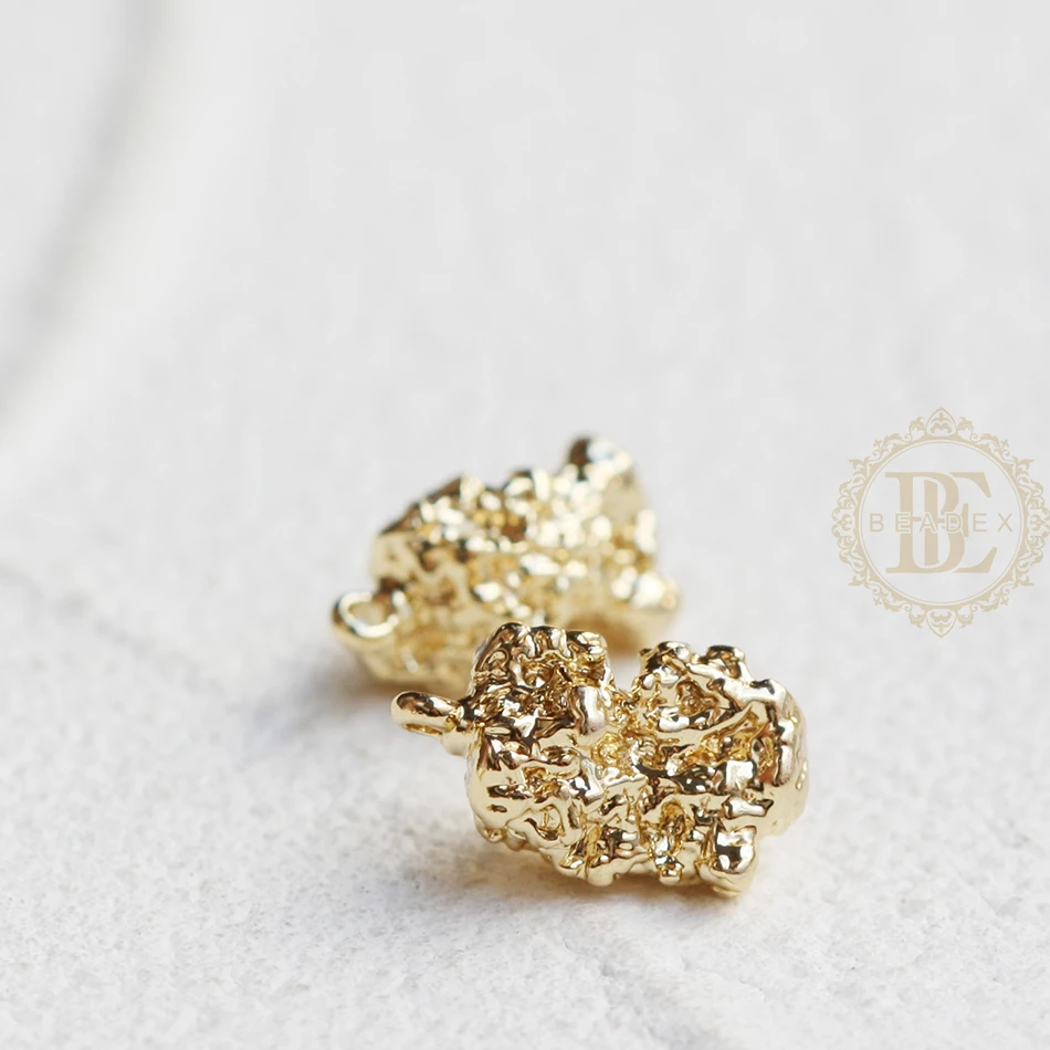 Premium Plated Solid Brass Nugget - 13x7mm