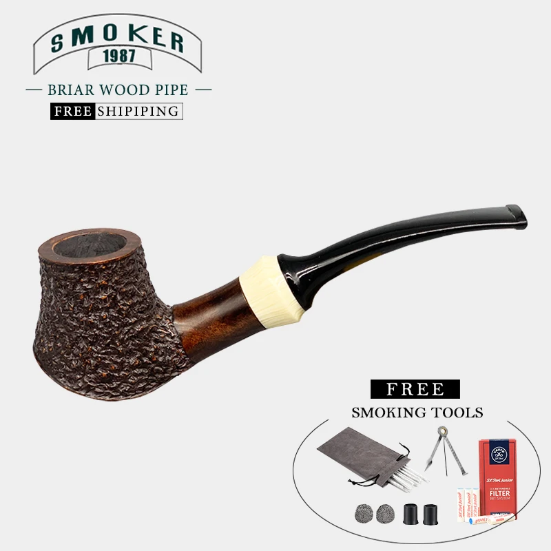

FreeShipping Briar Pipe Tobacco Pipe Handmade by High Quality Briar Wood With Free Smoking accessories Bent Design
