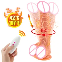 Pênis realista com ventosa telescópica vibrador de aquecimento vibrador sexo brinquedo para mulher gire vibrador remoto sem fio 18 +