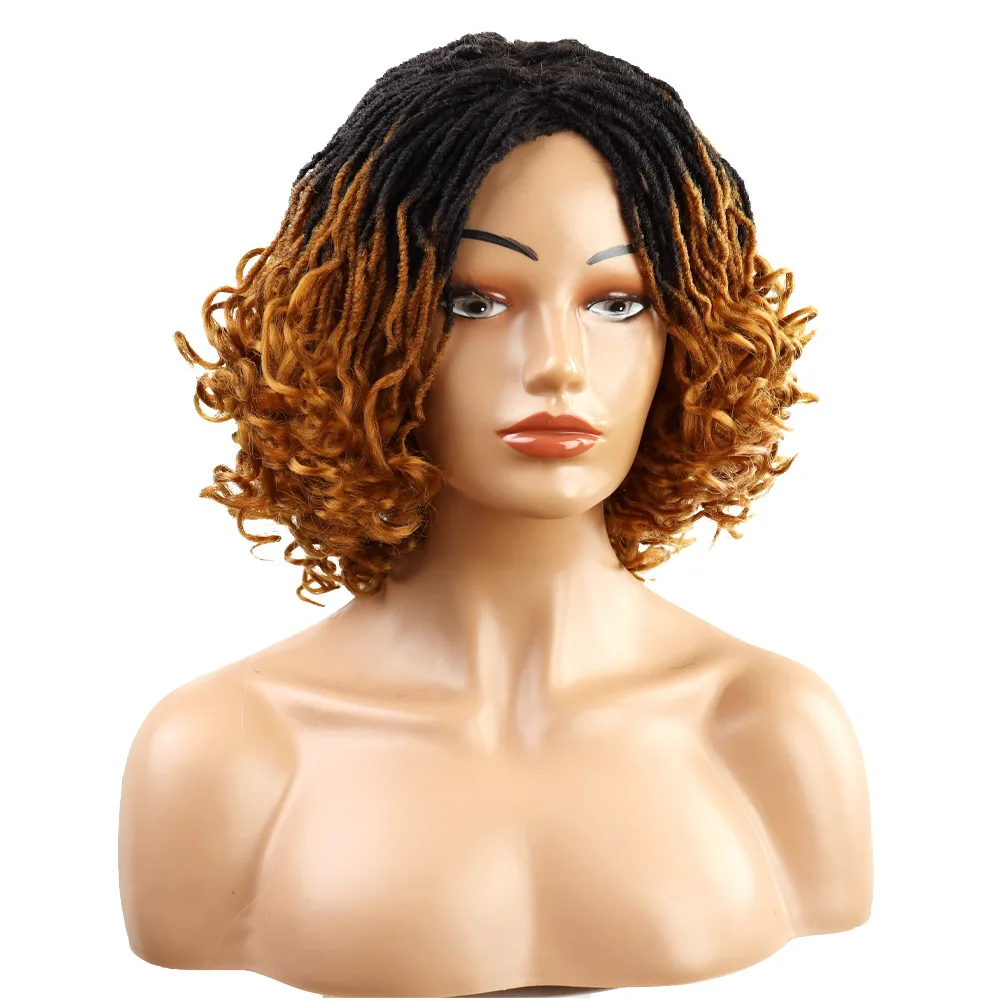 Synthetic Dreadlock Wig For Black Women Short Hair  Braided Wigs Curly Bob Wig