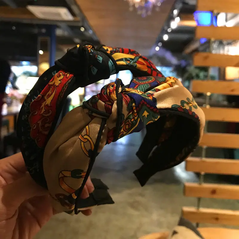 

2020 New Fashion Wide Elastic Hair Band Sweet Print Flower Knot Hair Hoop Headband for Women Girls Hair Accessories Headdress