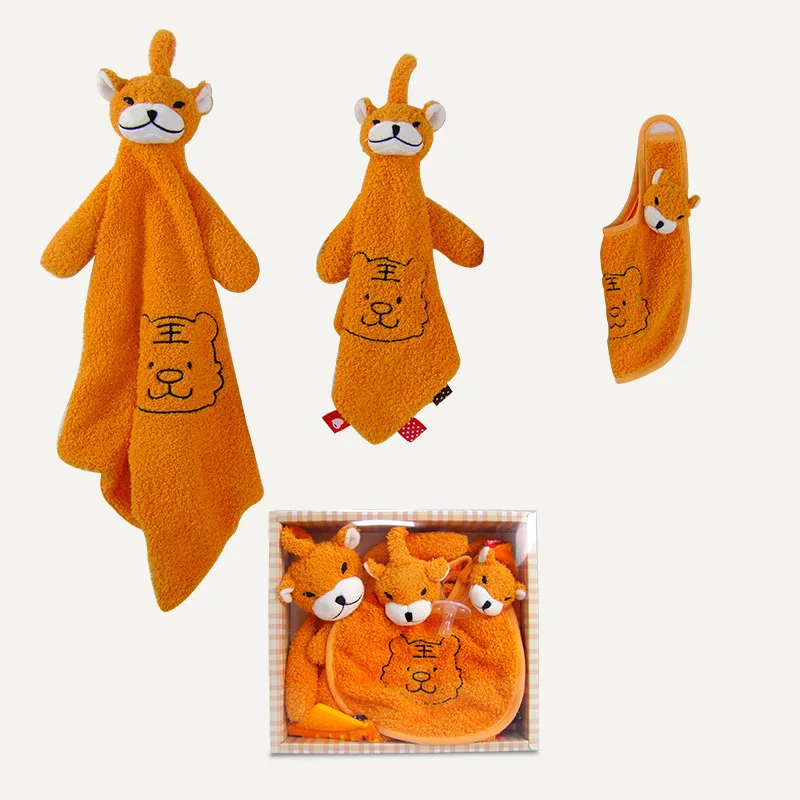 Детское полотенце, слюнявчик, мягкая кукла, комплект из 3 предметов, не осыпается, товары для матери и ребенка - Цвет: Orange