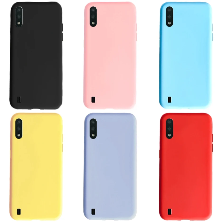 Candy Color Silicone Phone Case For samsung galaxy A01 Core A02 M01 M02 A10 A10E A20 A20E M10 M20 Matte Soft TPU Back Cover | Мобильные