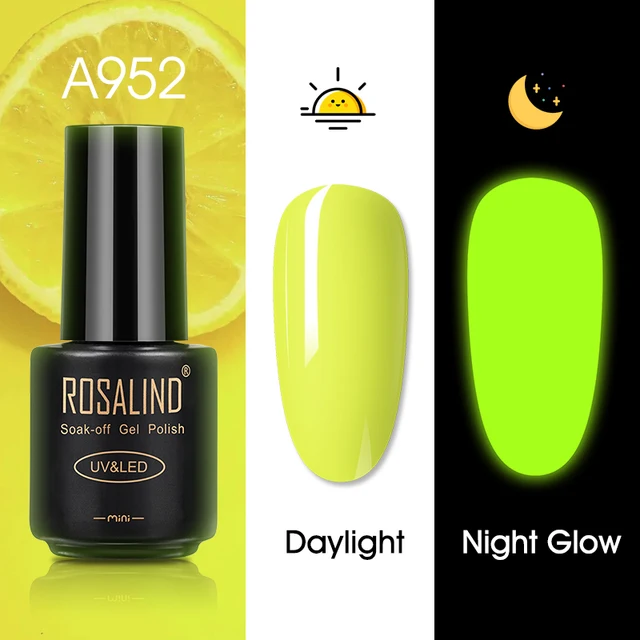 ROSALIND Nail Gel Polish Neon Luminous Hybrid Varnish Manicure Semi Permanent UV Gel Nail Art Base Top Coat Gel Nail Polish New RAA952