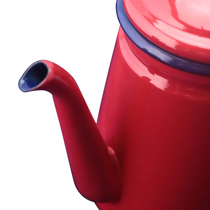 1,1л высококачественный эмалированный кофейник для заливания молока кувшин для воды бариста чайник для газовой плиты и индукционной плиты красный