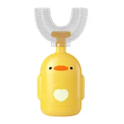 Kids U Shaped Toothbrush Children's Soft Silicone Toothbrush 360 Oral Teeth Cleaning Whole Mouth Manual Toothbrush Blue & Pi