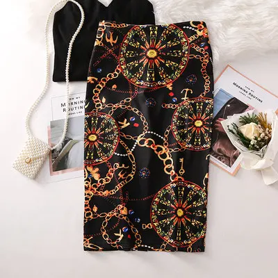 Photo Color 98 New spring 21 colors High Waist Cartoon Mickey Skirt Print Knee Length Skirts Women Harajuku Stretchy Pencil Skirt yy203 - Цвет: Photo Color 98