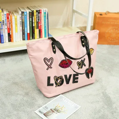 Женская сумка-мессенджер love розовые сумки новые модные вышитые хозяйственные сумки на одно плечо Портативная сумка пляжная сумка - Цвет: 1
