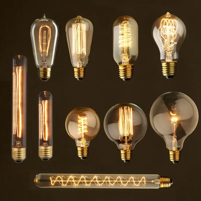 

Retro Restaurant Bar Creative Tungsten Filament E27 Globe Carbon Silk Fireworks Edison Bulb Decoration Light Source