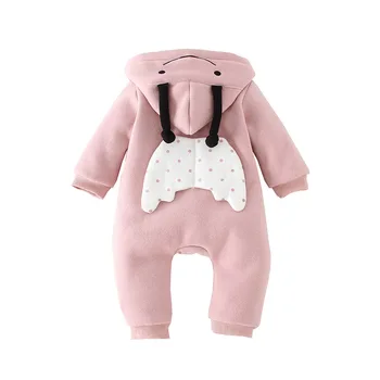 

2020 New Baby Fashion Rompers New Autumn Newborn Infant Cartoon Lovely Outfits Hooded Cute Jumpsuit Solid Clothes Warm Suits