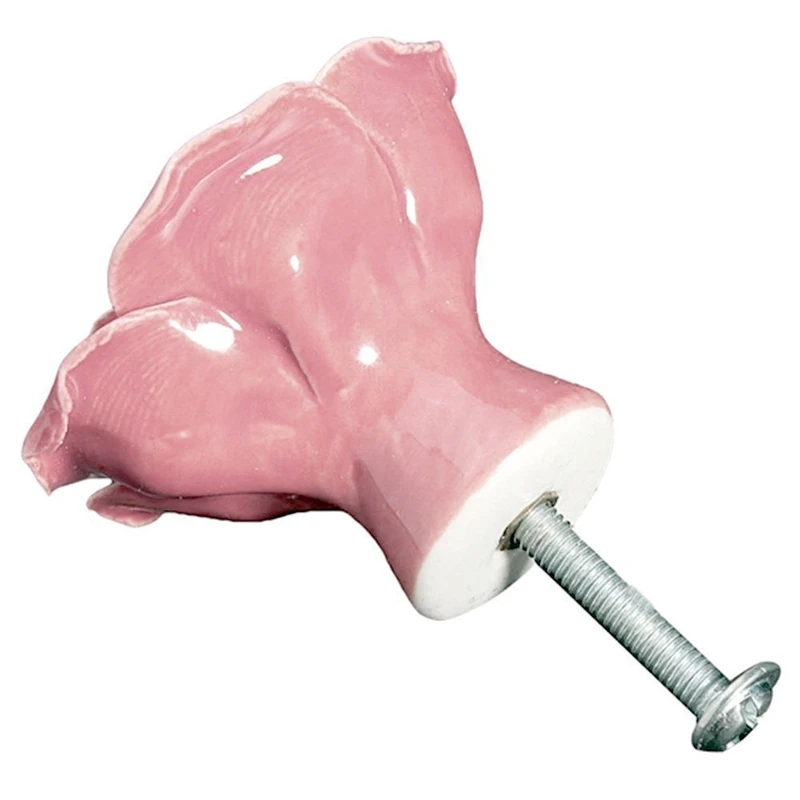 10 Pcs Ceramic Vintage Floral Rose Flower Door Knobs Handle Drawer Kitchen+ Screws(Pink) CNIM Hot