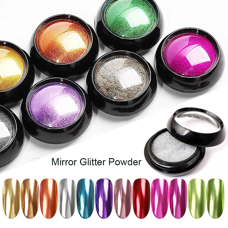

1g/2g/9g Nail Mirror Glitter Powder Metallic Colorful Dust Metal Effect Nail Glitter Gold Nail Art UV Gel Chrome Flakes Dust