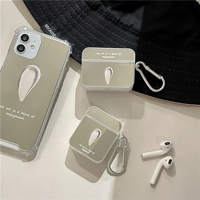 INS abstract art paint shockproof mirror case for airpods Pro 1 2 Earphone  case For iphone 11 13 12Pro Max X XR 7 8Plus cover - AliExpress