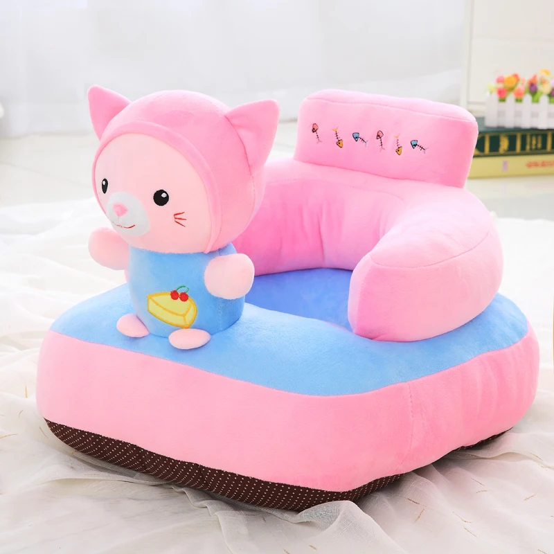 Черный Kawaii детские сиденья игрушки мягкие банные халаты в виде животных для маленьких диван плюшевые Детское Кресло детская назад Поддержка стульчик для кормления учиться сидеть с единорогом из плюша - Цвет: Черный