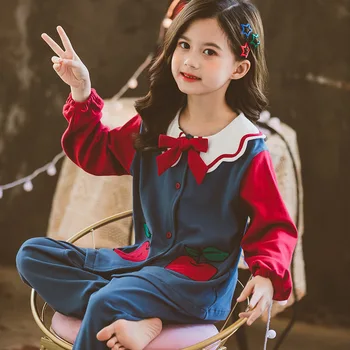 

Good Quality Autumn Pyjamas For Teenager Girls Baby Toddler Kids Cotton Homewear Pijama Set Korean Style Children Sleeping Suit