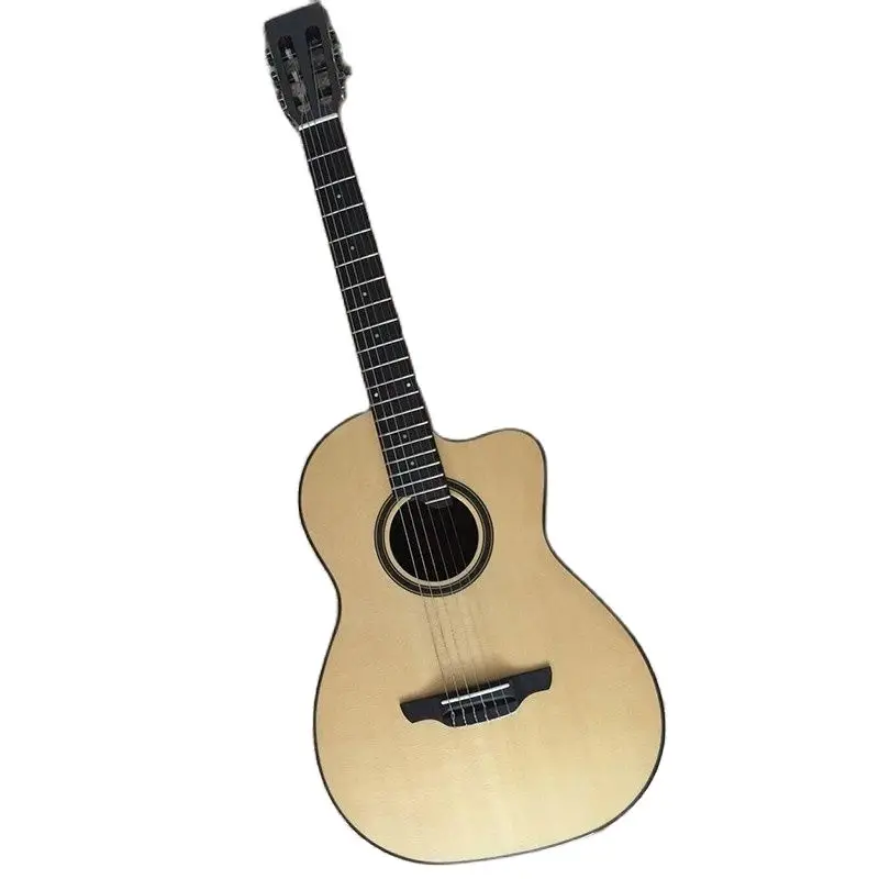 High Grade Canadian Spruce/rosewood Hand Made Full Solid Wood Acoustic Guitar 45mm Upper Nut 39 Inch With Classic Head | Спорт и