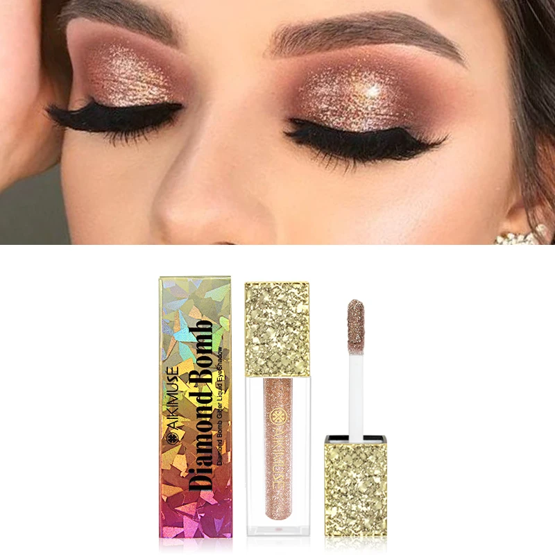 KIMUSE 6 Colors Liquid Eyeshadow Giltter Metallic Diamond Shadows Waterproof shimmer Giltter Highlighter Brighten Makeup 4